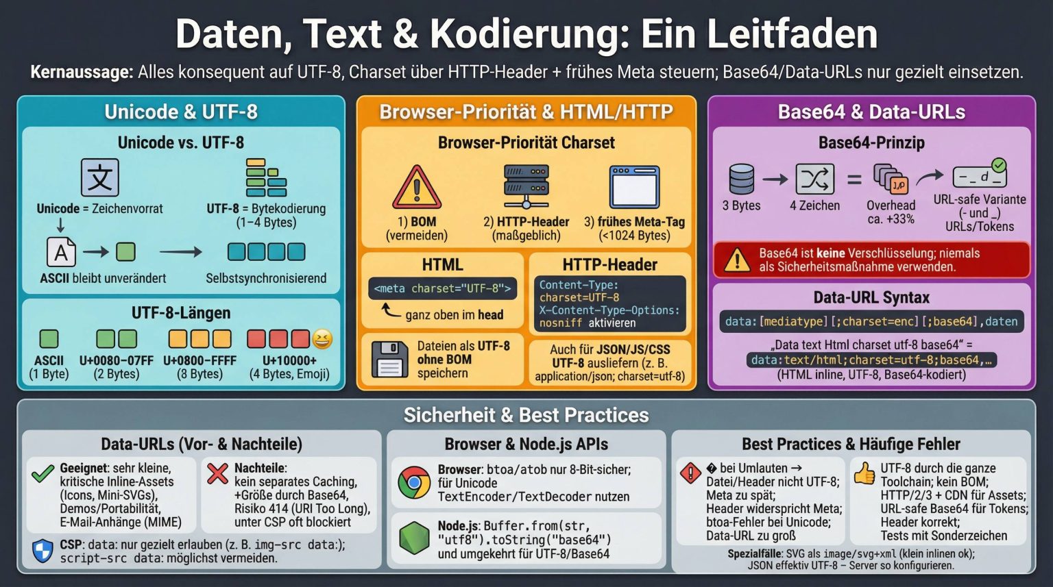 data:text/html;charset=utf-8;base64: korrekt kodieren, sicher ...