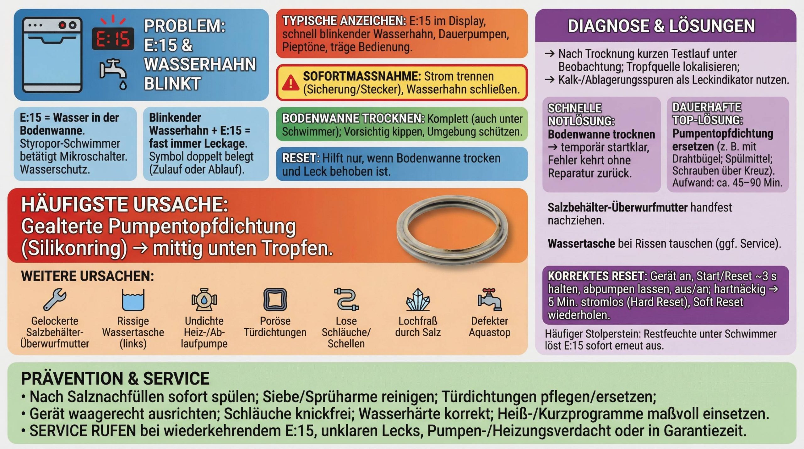 siemens spülmaschine fehler e15 und wasserhahn blinkt reset